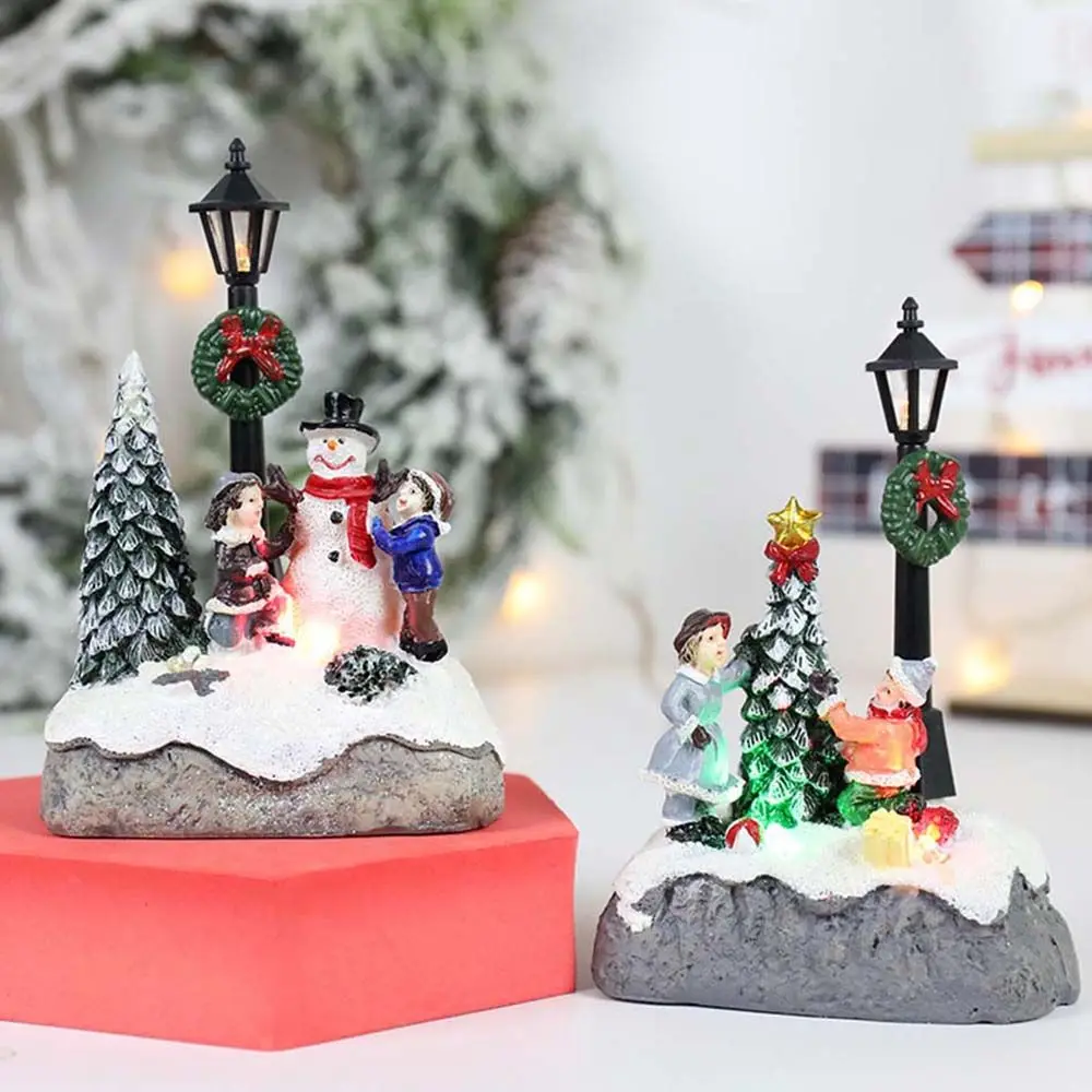 

Cute Christmas Led Lighted House Resin Hand-Painted Tabletop Village Light Scene Up Centerpieces