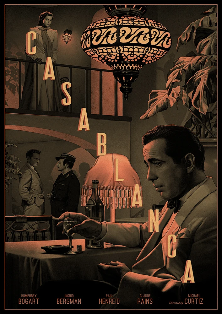 Casablanca Movie Poster, декоративная наклейка, плакат из крафт-бумаги, наклейка на стену, винтажная Наклейка на стену, настенный стикер по фильму - Цвет: 12