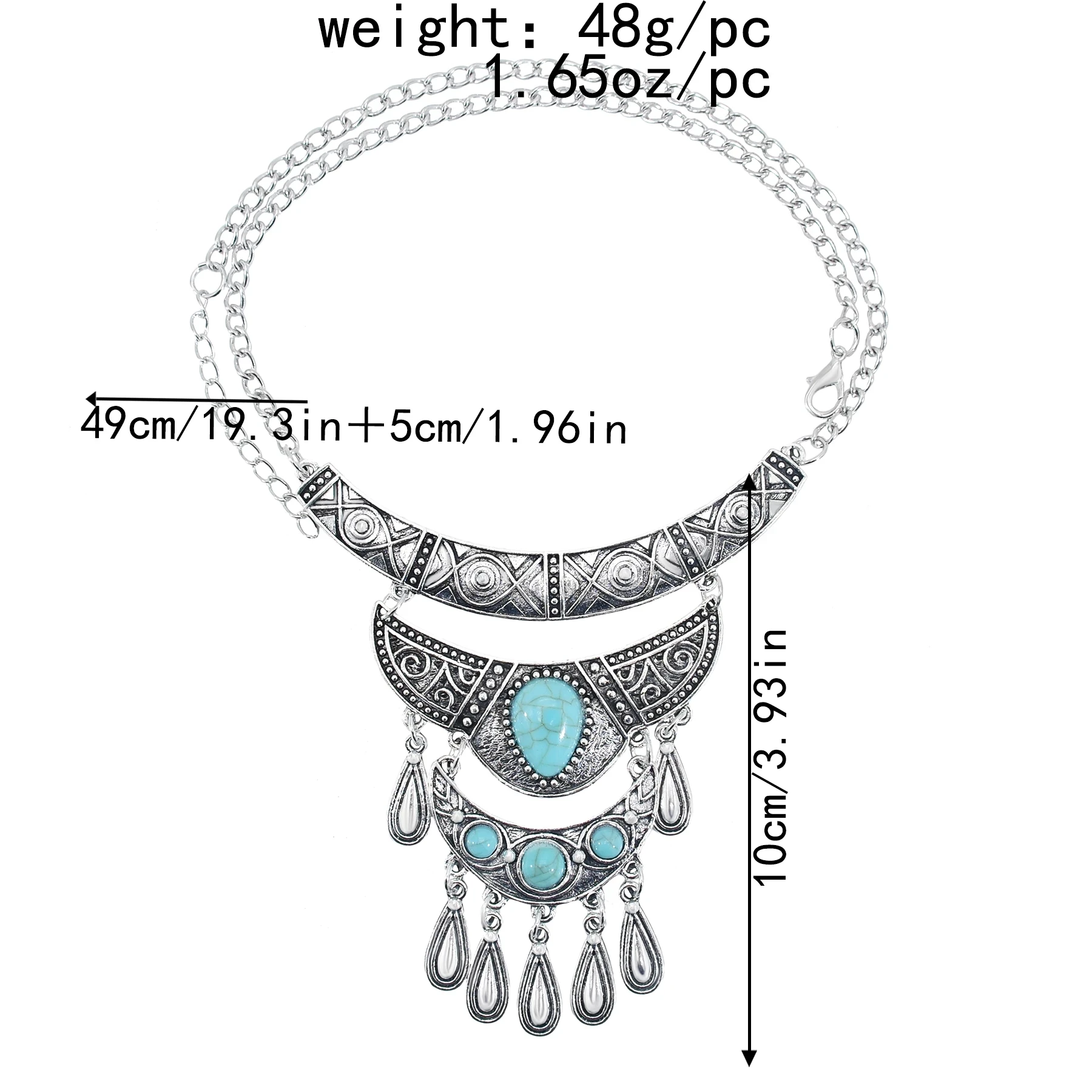 Турецкое винтажное ожерелье серебряного цвета из сплава с геометрическим