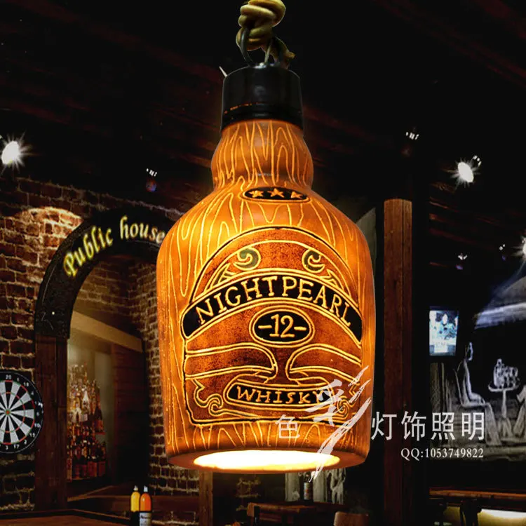 

Fashion Vintage Wine Bottle Suspension Luminaire Pendant Lights Lamparas Personalized Bar Decoration Lamp hanglamp