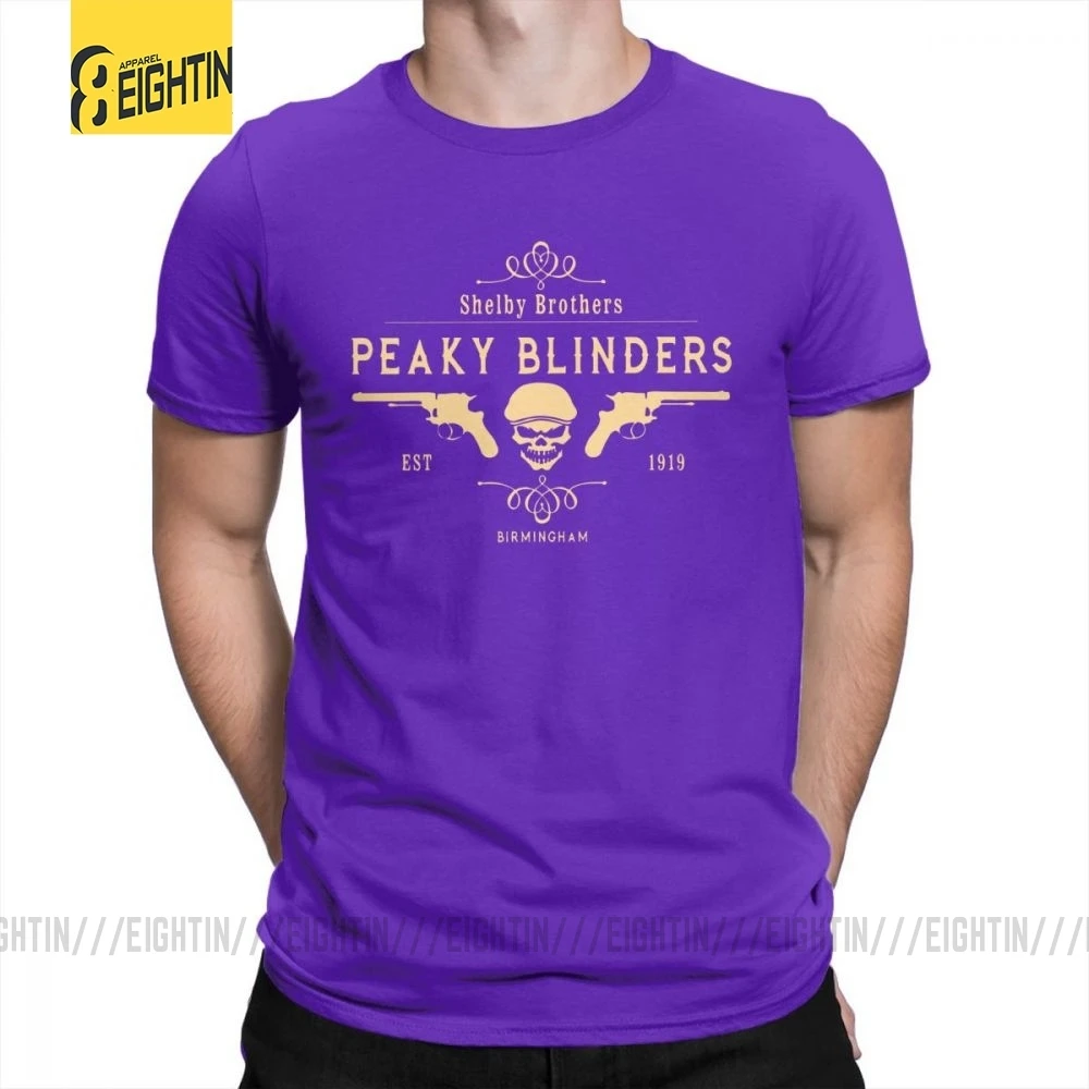 Фиолетовый Peaky Blinders, футболка, Shelby Brothers, новинка, круглый вырез, короткий рукав, мужские белые футболки, хлопок, потрясающая одежда - Цвет: Фиолетовый