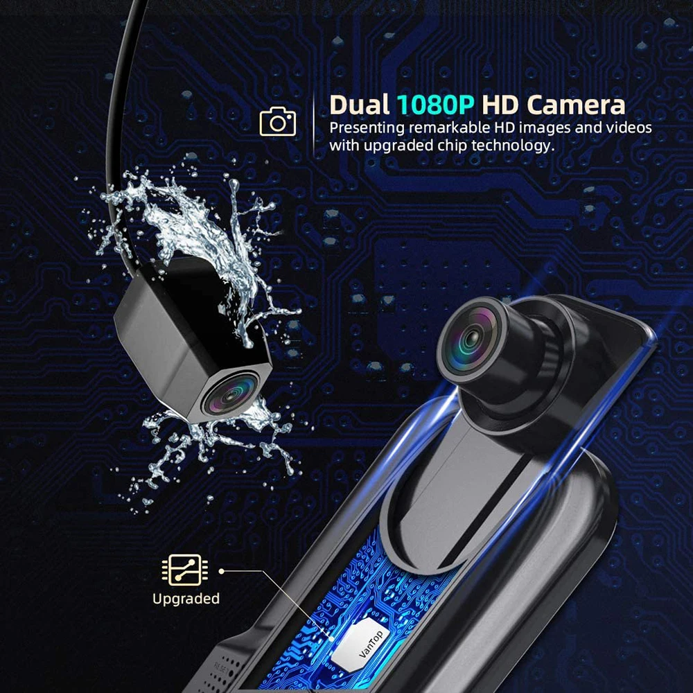 Двойной зеркальный видеорегистратор H609 1080P IPS сенсорный экран 10 дюймов