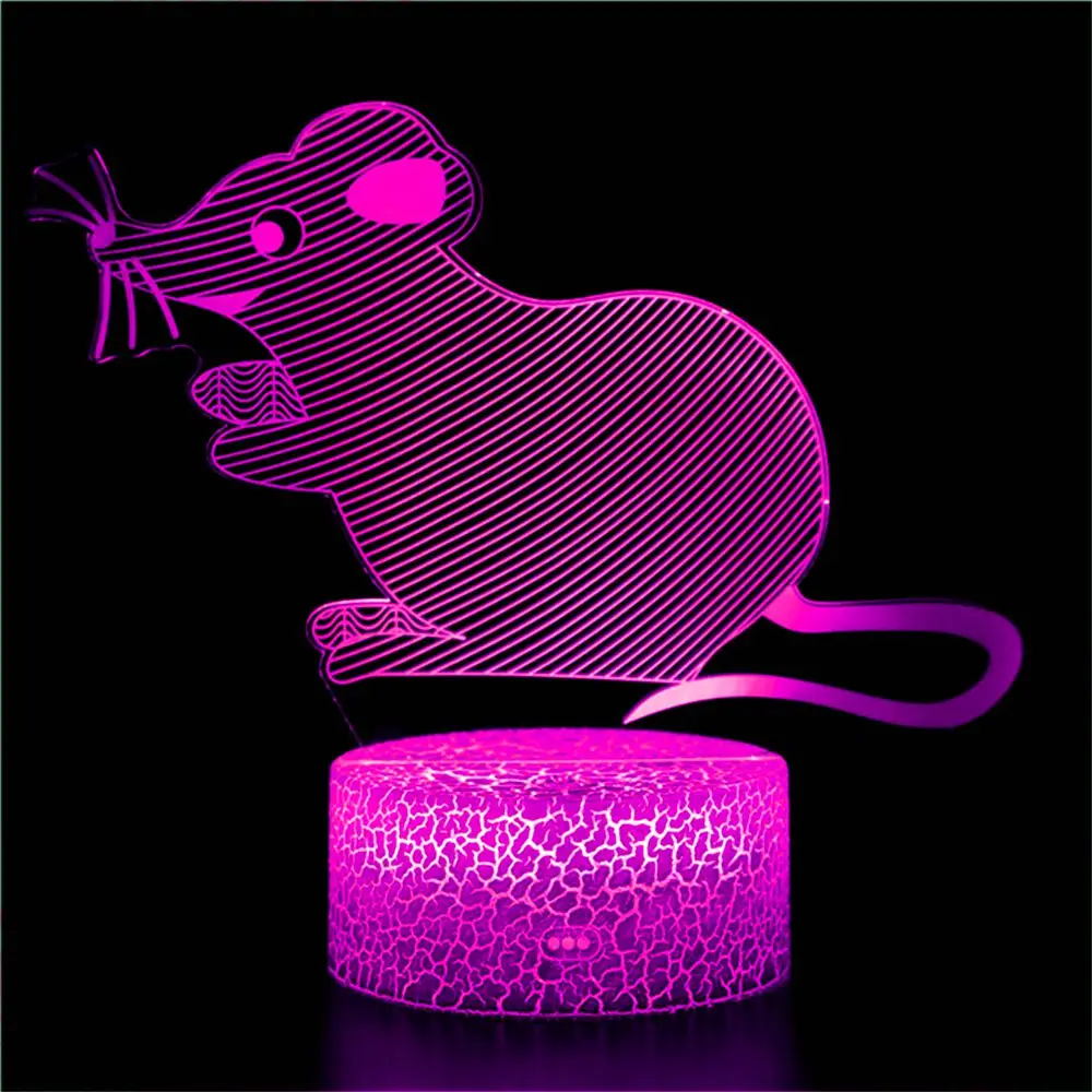 

2021 Halloween April Fool's Day Night Light Prank Remote Control Mouse Model Remote Control Animal Toy Gift 3D Night Light