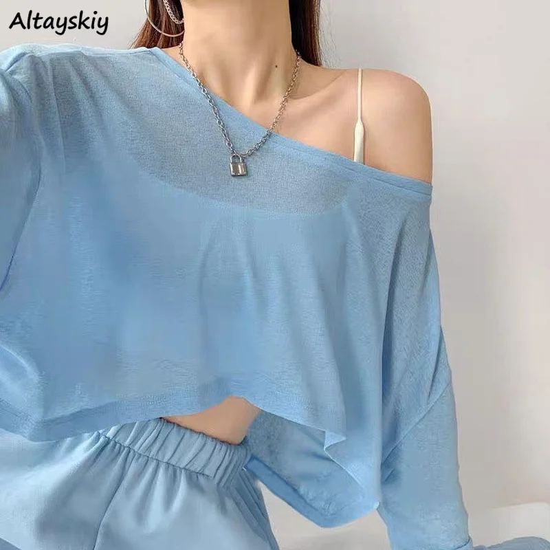 Футболки Женские однотонные свободные модные повседневные шикарные летние