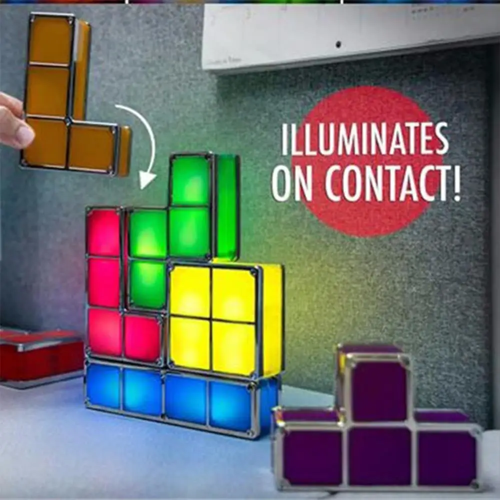 

LED Light Tetris Block Colorful DIY Puzzle Decorate Constructible Night Lamp Night Light ABS Stackable Creative Kids Bedroom