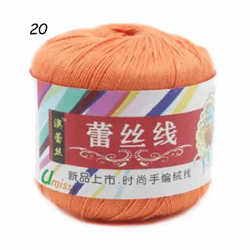 1pc 20 1 шт. хлопок чесаная пряжа для ручного вязания тонкая мягкая цветная Органическая пряжа - Цвет: 1pc 20