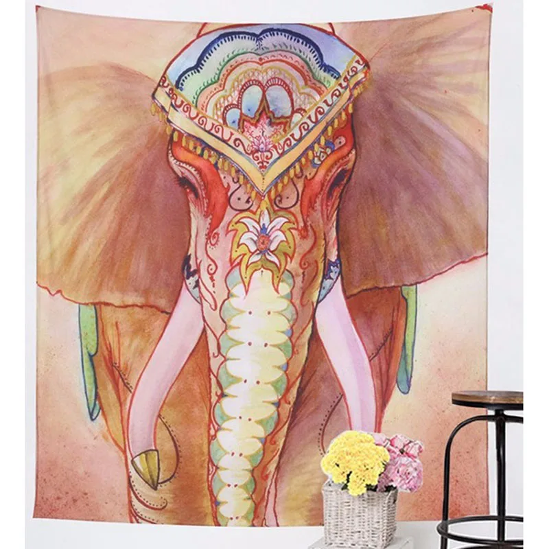 Настенный гобелен в стиле бохо мандала настенный из ткани с изображением слона