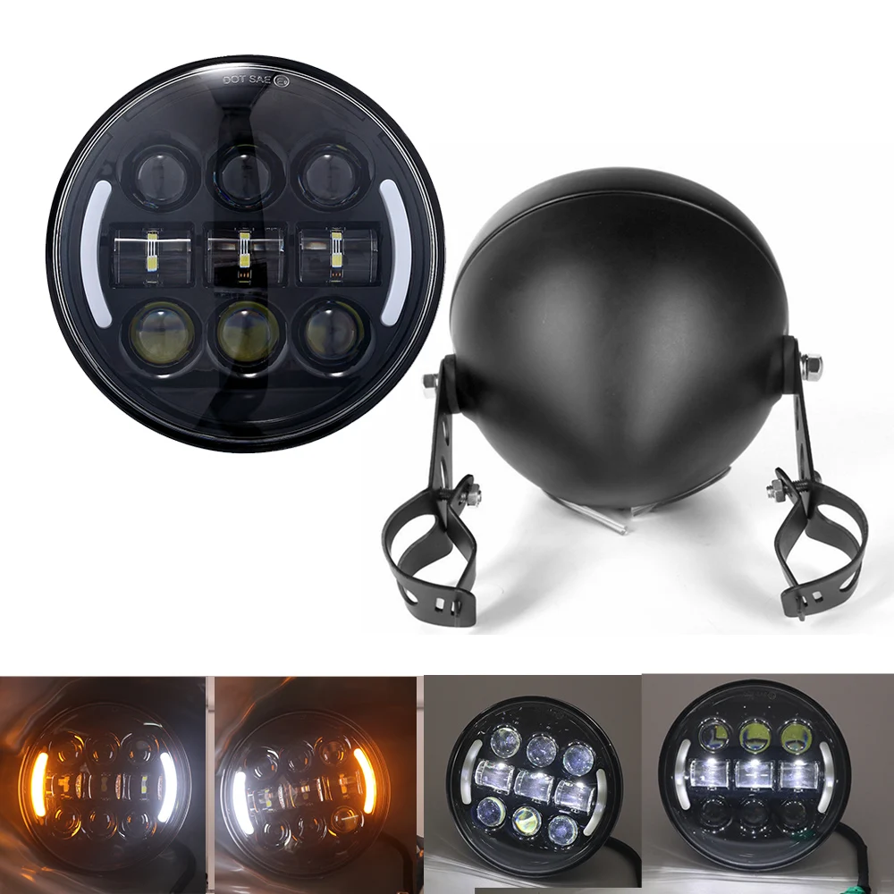 Корпус фар мотоцикла 5,75 дюймов светодиодный фонарь для Honda Shadow Harley Suzuki Мотоциклы метрические велосипеды крейсера чопперы