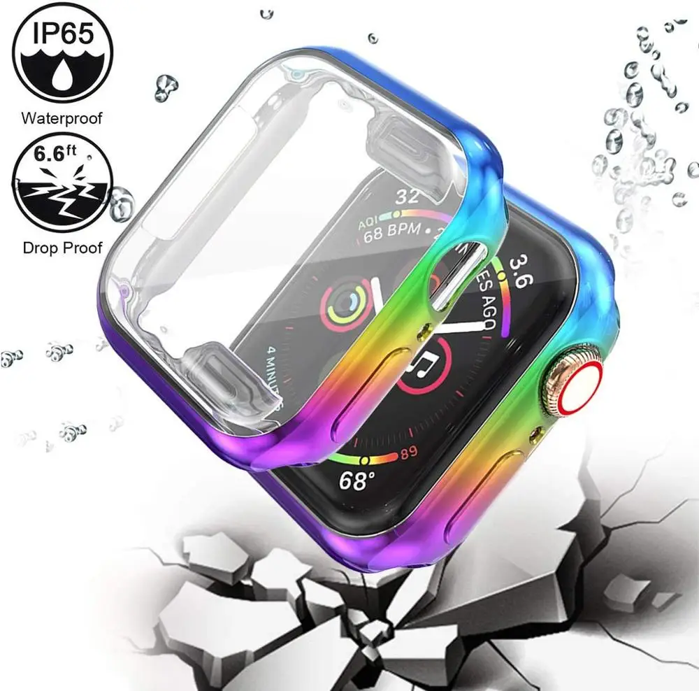 ТПУ мягкий чехол для часов Apple Watch series 6 5 4 44 мм 40 Тонкий протектор iWatch защитный|Часы