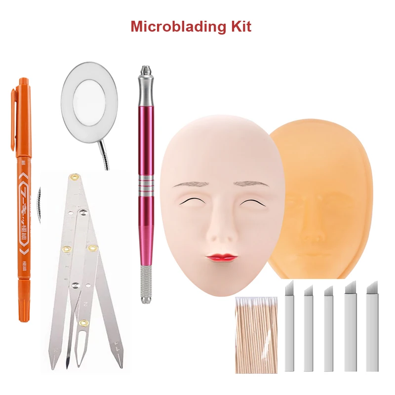 

Professional Permanent Makeup Accessories Microblading Set Tattoo Training Kit Practice Skin Eyebrow Lip Tools for Beginner