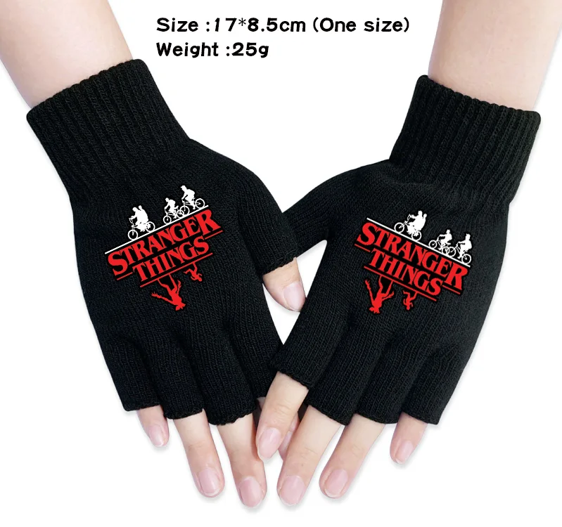 

Anime Stranger Things Cartoon Gloves Winter Warm Mitten Knit Half Finger Glove