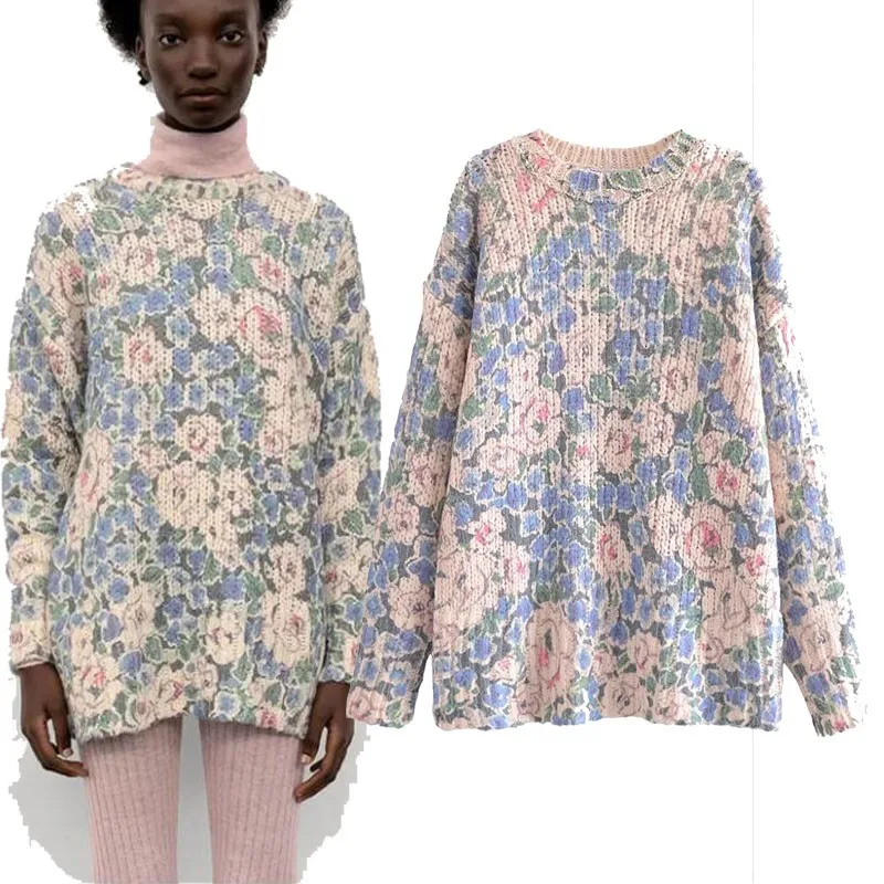 

Женский трикотажный свитер с длинным рукавом, круглым вырезом