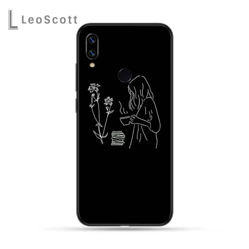 

Black Sexy Art Rose Lover Harajuku Aesthetics Phone Case For Xiaomi Redmi Note 4 4x 5 6 7 8 pro S2 PLUS 6A PRO