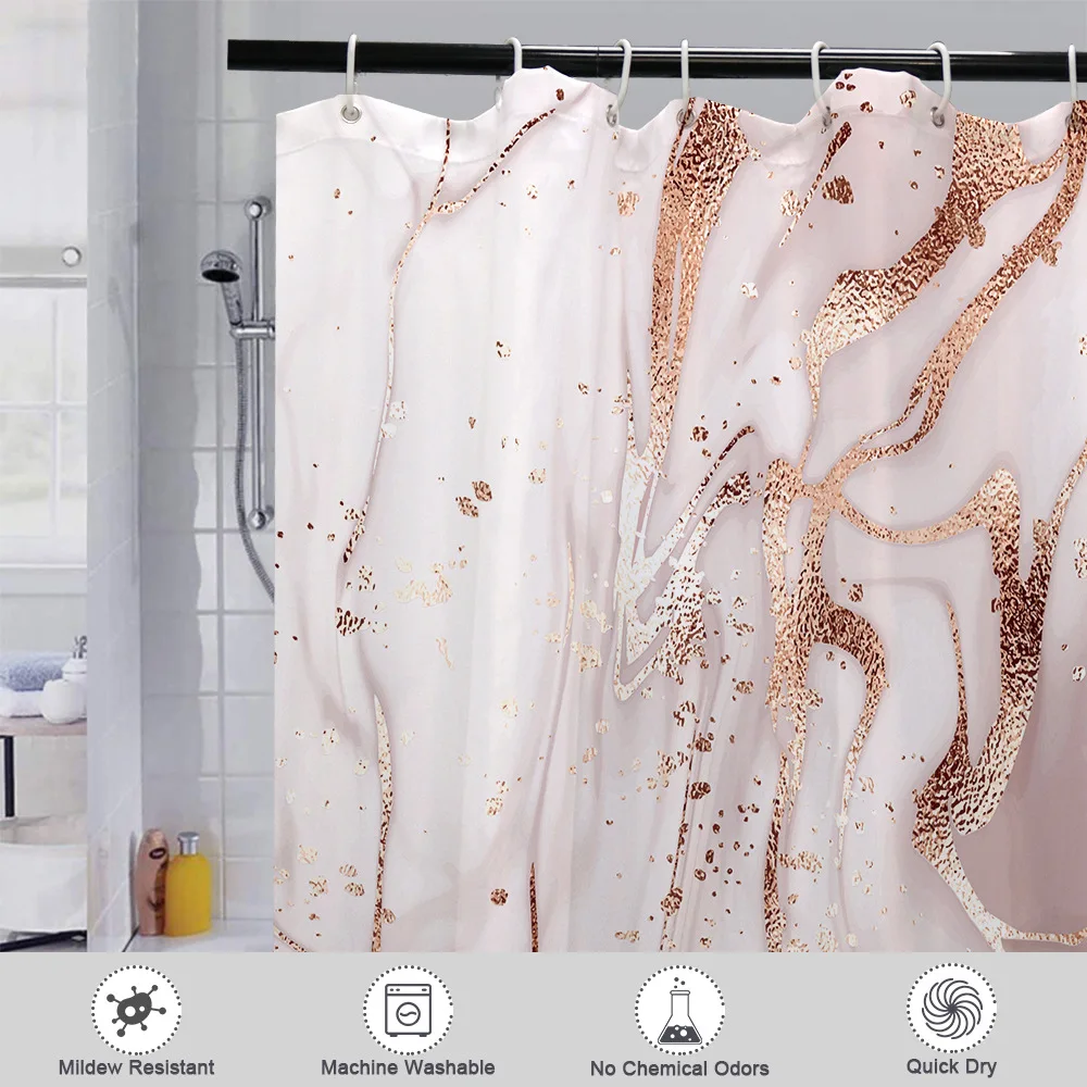 4PCS Marble Shower Curtains for Bathroom Sets Fabric with Hooks Curtain and Rug Waterproof | Дом и сад