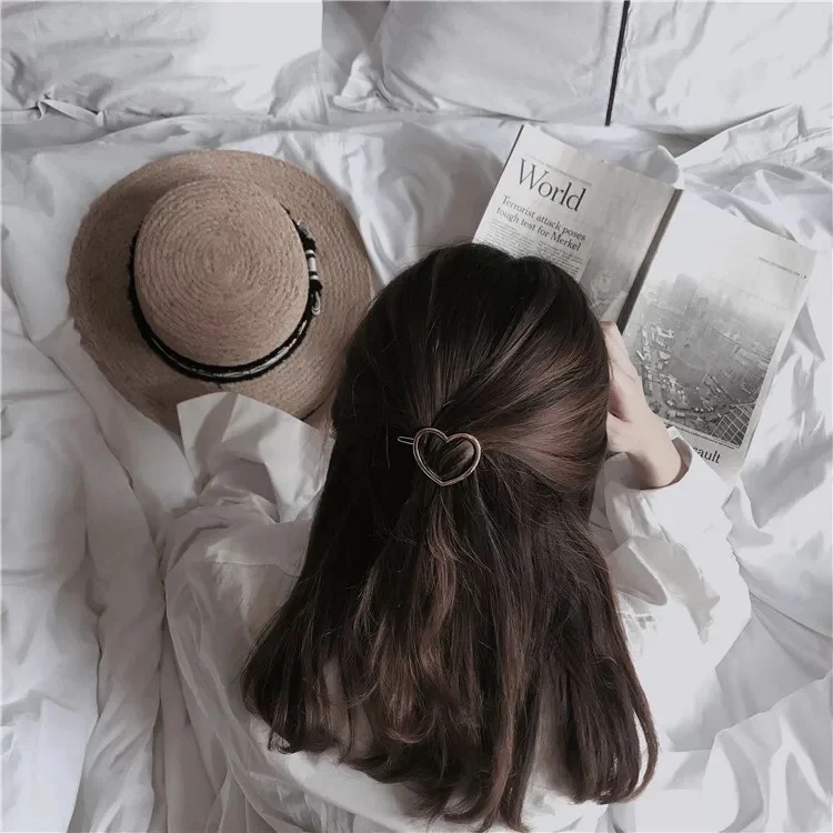 Красивая прическа заколка для волос в форме звезды Золотая булавка &quotСердце&quot