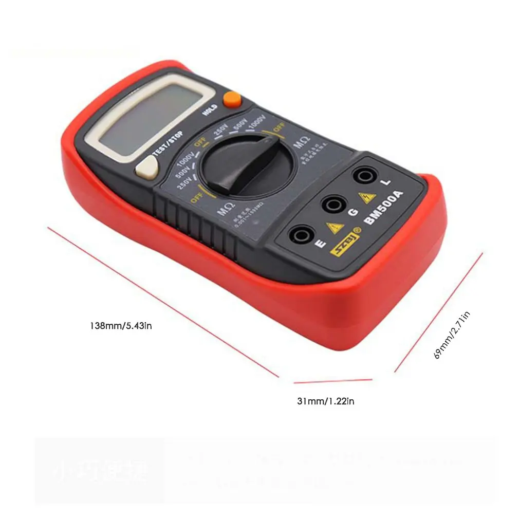 

BM500A 1000V Digital Auto Range Insulation Resistance Meter Tester Megohmmeter Voltmeter High Voltage LED indication