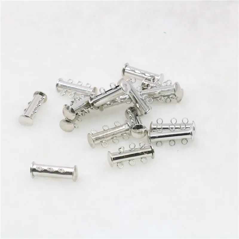 

Оптовая продажа 10 шт. 3 ряда Серебрянные аксессуары DIY ожерелье браслет на магнитной застежке Бесплатная доставка ювелирные изделия из бисе...
