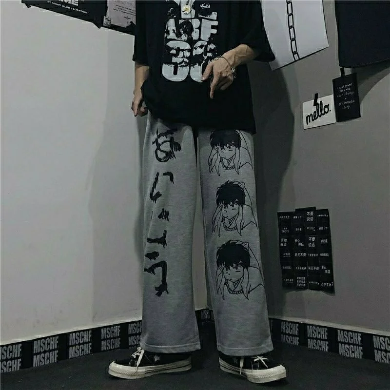 

Harajuku woman pants Japanese pattern hip hop pants for women wide leg pant women men jogger women pants casual Oversize pants