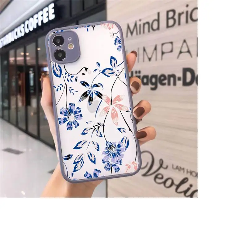 

Fashion Cute Flowers Phone Cases matte transparent For iphone 7 8 11 12 plus mini x xs xr pro max cover