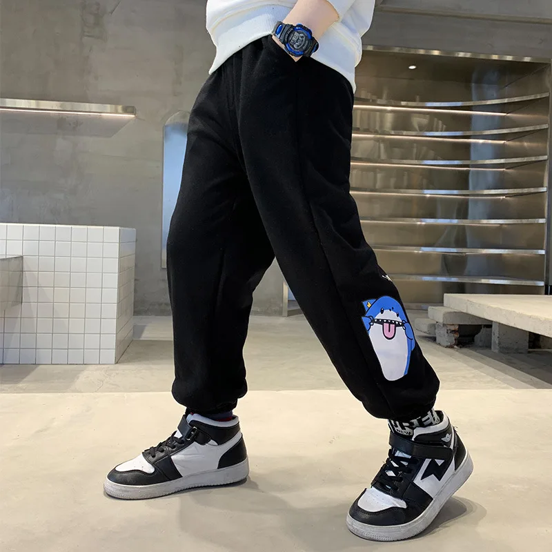 

Kids Boys Pants 2021 Spring/autumn Children Teenage Boys Sports Casual Trousers Pants Kids Black Cartoon Pants 6 8 10 12 14 Year