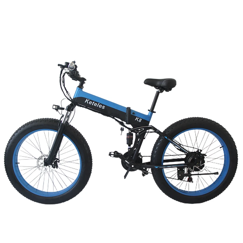 Kaufen Keteles K8 Elektrische Bike 26 Zoll Fett Reifen Klapp Suspension Rahmen 800W 48V 15AH Aluminium Legierung Berg E-bike Männer Reiten MTB
