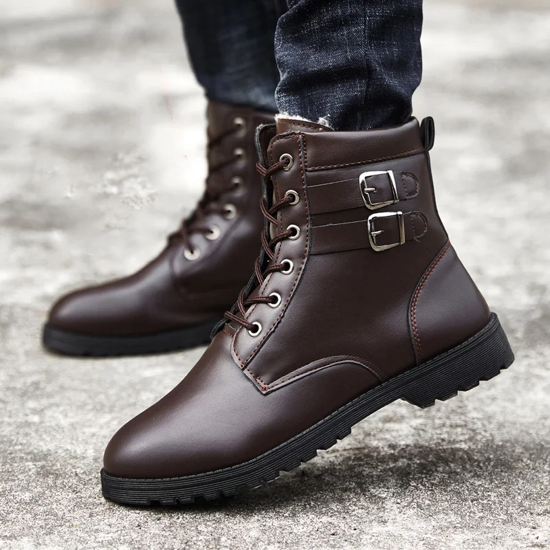 Зимняя обувь мужские ботинки Теплые ботильоны на меху зимние martin кожаная зимняя