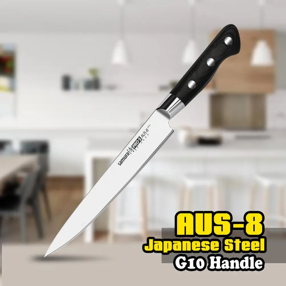 SP 0045 Нож для нарезки тонких и ровных ломтиков мяса или рыбы Из японской стали AUS 8
