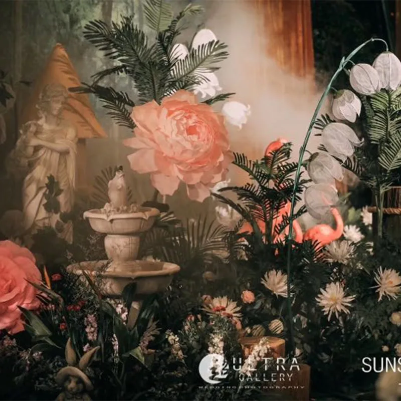 Большие бумажные цветы пиона свадебное украшение головка цветка розы оправа