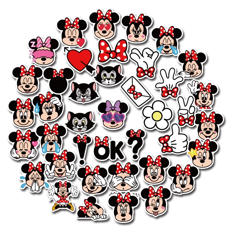 Disney 40pcs cute Minnie stickers children's cartoon mini mobile phone water cup luggage waterproof sticker set | Игрушки и хобби