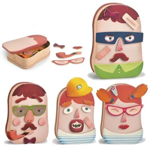 Детский креативный Пазл Crazy Face, рождественский подарок, обучающие игрушки для детей, пазлы Монтессори, игрушка в железной коробке