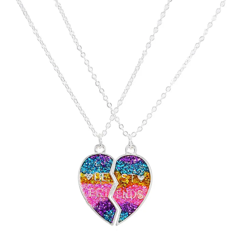 

New 2021 Cute Colorful Raccoon Shape Pendant Chain Best Friends Necklace BFF Friendship Children's Jewelry Gift for Girls
