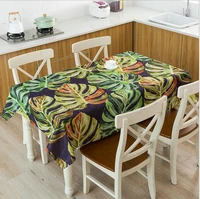 green leaves rectangular tablecloths waterproof linen watercolor table cover modern plant rectangular table cloth picnic mat new