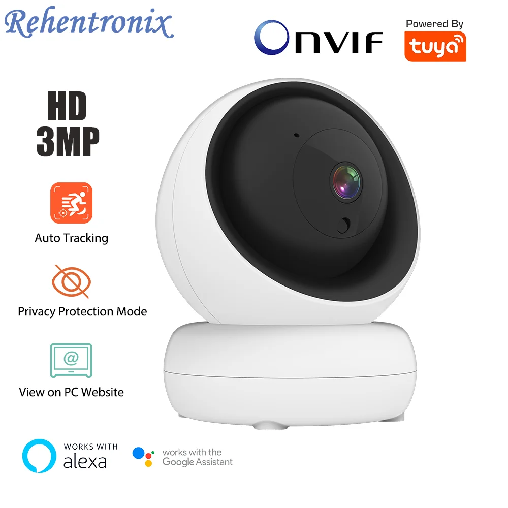 

Tuya ONVIF WiFi Camera 3MP Indoor PTZ IP Camera Home Wireless Security Video Surveillance Camera Alexa Google Home IP Camera