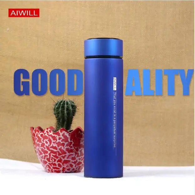 Dream Blue AIWILL Новая мода вакуумные фляги и термосы бутылка для воды 500 мл Термос из нержавеющей стали Вакуумная бутылка Прямая - Цвет: Dream Blue