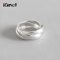 kinel 925 sterling silver jewelry fashion chic open rings for women frosted dull dloss triple circle ins finger ring