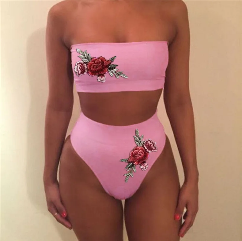 Летний женский купальник сексуальный цветочный принт бикини Женский вышитый