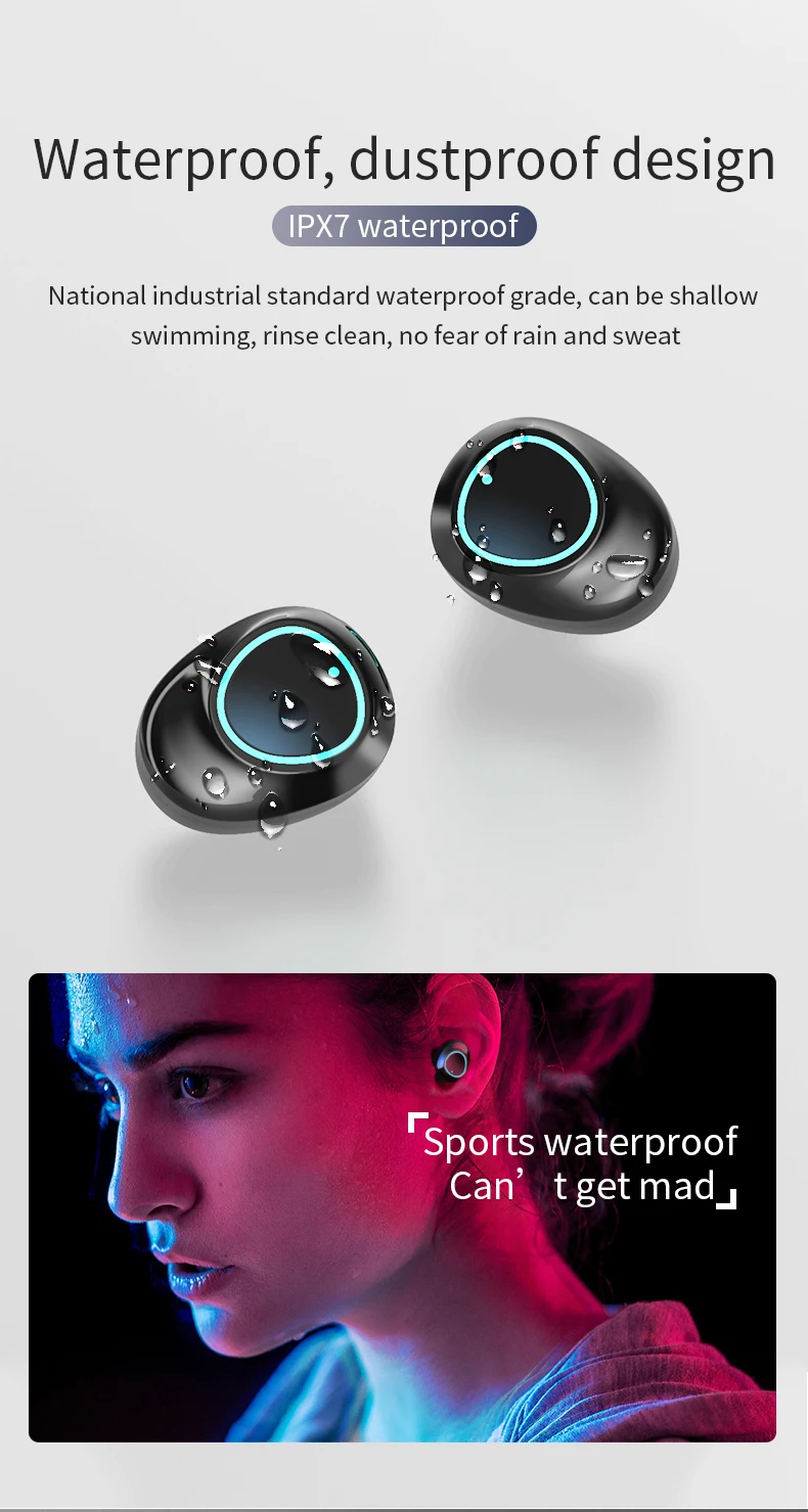 3000 мАч металлический зарядный чехол TWS беспроводные наушники 6D стерео HiFi Звук светодиодный дисплей Bluetooth гарнитуры IPX7 водонепроницаемые наушники