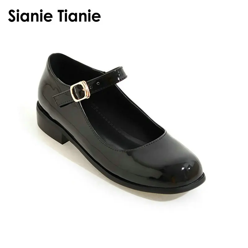 

Sianie Tianie cheap patent PU round toe lolita woman shoes buckle strap sweet women mary janes ballet dance shoes big size 33-43