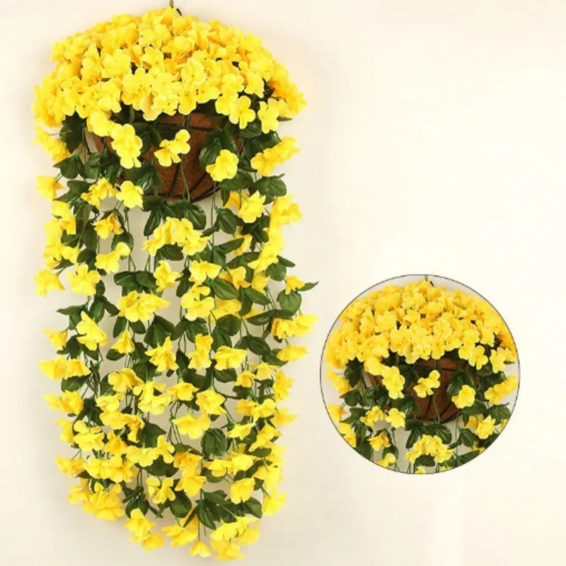

Violet Artificial Flower Party Decoration Simulation Valentine's Day Wedding Wall Hanging Basket Flower Orchid fake Flower