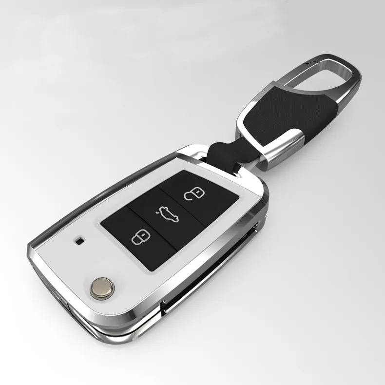 White-metal buckle Автомобильный чехол для ключей защитный чехол для ключей брелок держатель для Volkswagen Lavida Plus Tiguan Bora L Touran L Golf автомобильные аксессуары - Название цвета: White-metal buckle