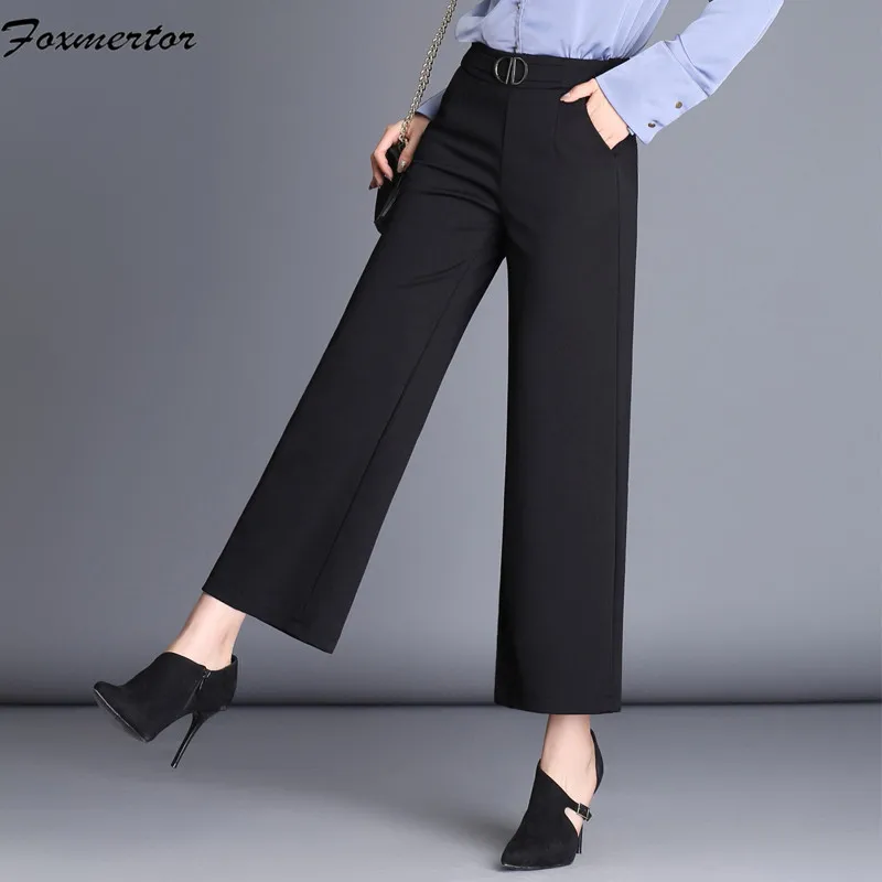 Женский офисный костюм Wera брюки 2021 женский черный с высокой талией размера плюс