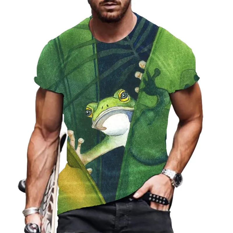 

2021 Summer New Men's 3D Printed Animal T-Shirt Round Neck Oversized Fashion Casual All-match Short-sleeved Streetwear Top