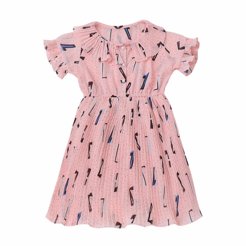 

2020 Hot sale Kids girls summer good quality chiffon dress children girls new fashion color print princess dress 3-8 years !