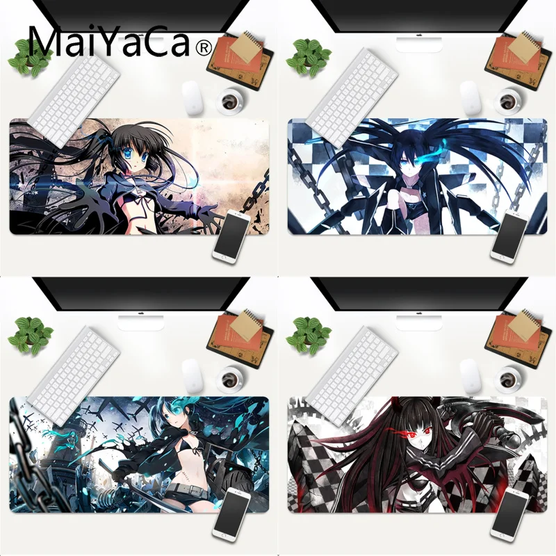 

Коврик для игровой мыши rock shooter с фиксируемой кромкой, нескользящий коврик для мыши, игровой коврик для мыши, большой коврик Deak 700x300 мм для ...