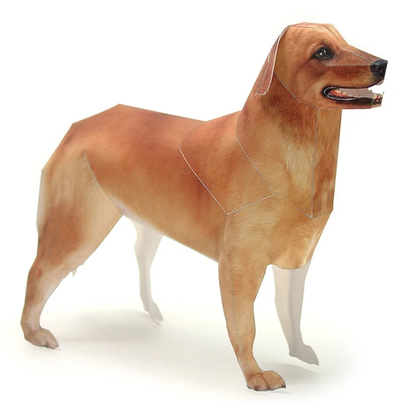 Бумажная модель собаки золотистого ретривера реалистичное животное мини
