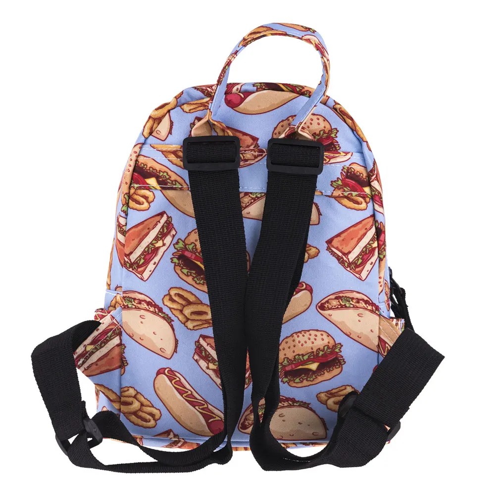 Cartoons School Bag For Girl Hamburger Print Kawaii Anime Cute Mini Backpack Women Casual Small Bag Waterproof Portable