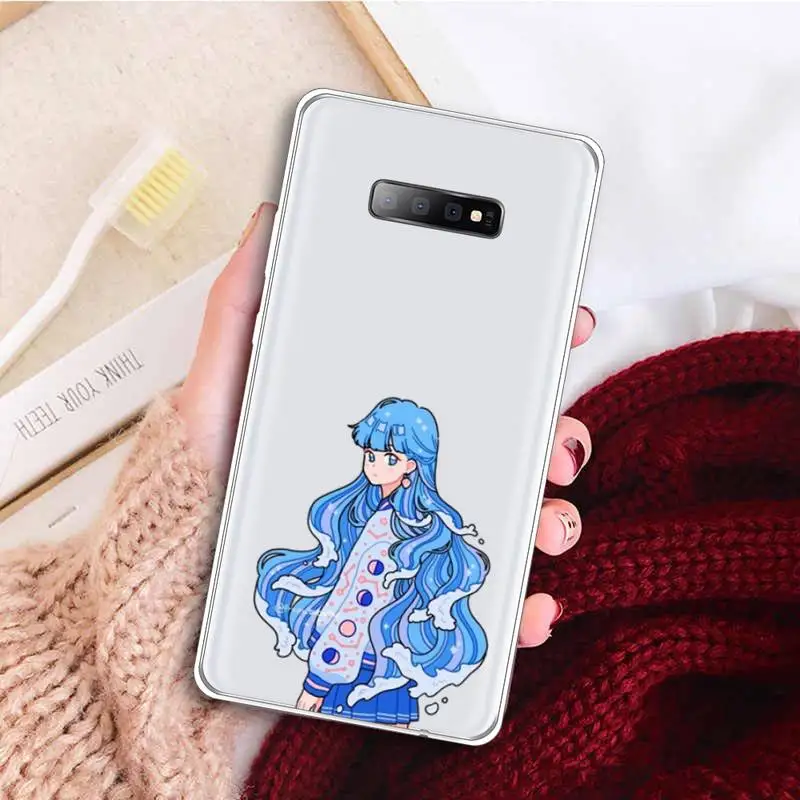 

Wave Hair Girl Phone Case Transparent For Samsung Galaxy A71 A21s S8 S9 S10 plus note 20 ultra