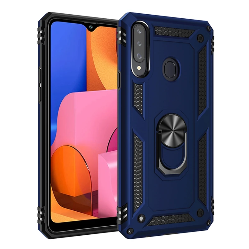 

For Samsung Galaxy A20S Case Cover Armor Strong Shockproof Magnetic Car Holder Metal Finger Ring Case For Samsung A20S SM-A207F