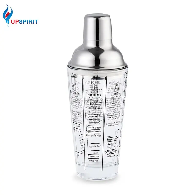 

UPSPIRIT Glass Cocktail Shaker Manual Boston Shaker With Measurement Wine Martini Mixer For Bartender Party Bar Shaker Tools