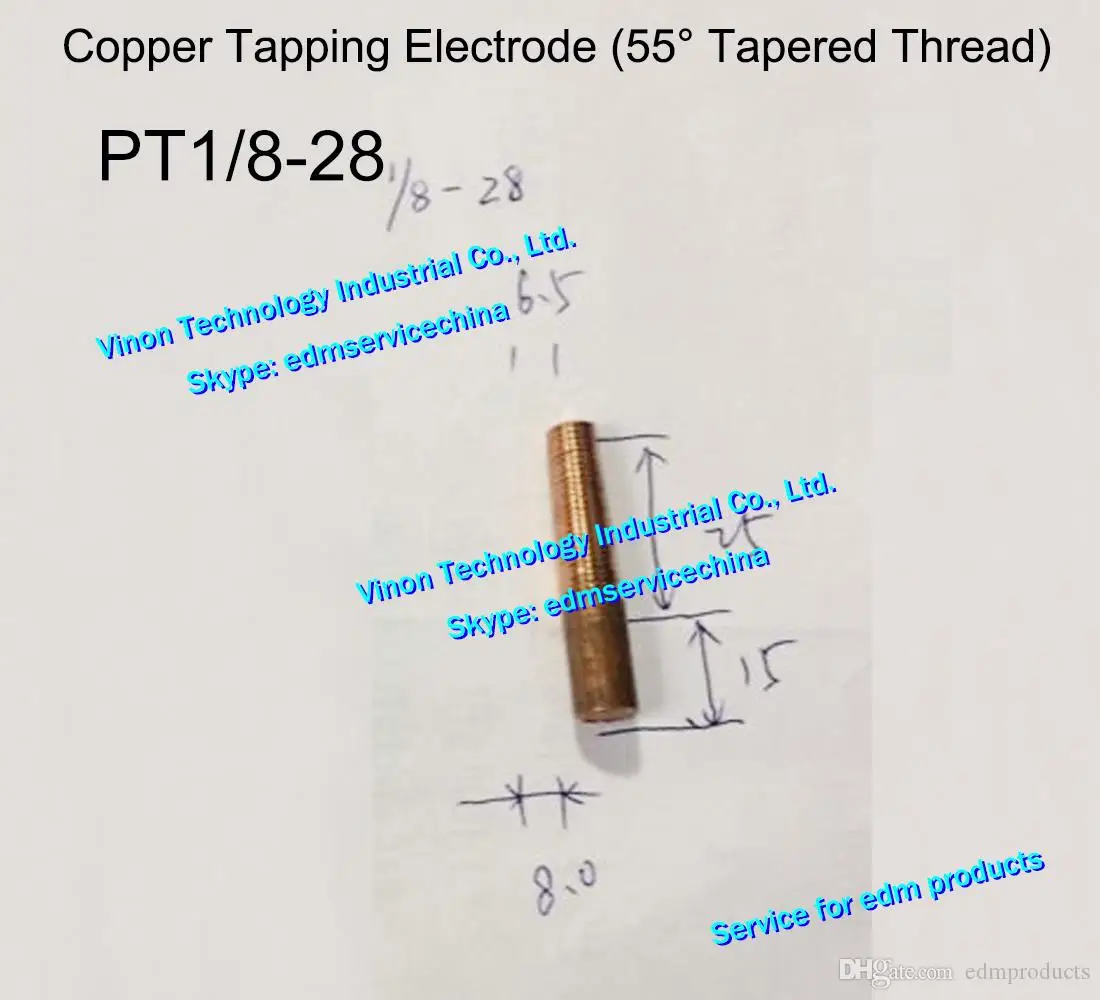 (5 шт.) BSPT 1/2-14 медная фотовысота 1 814 edm конический электрод медь британская труба